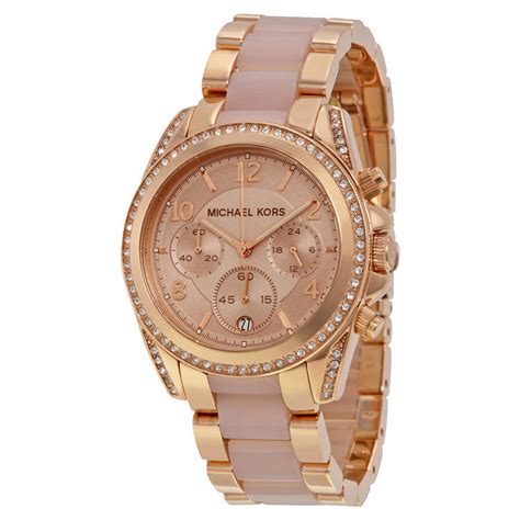 Women's Rose Gold Michael Kors Blair Chronograph Watch 